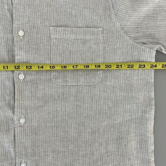 NWT Everlane The Linen Short-Sleeve Standard Fit Shirt Stone/White Stripe Size L - Picture 9 of 13